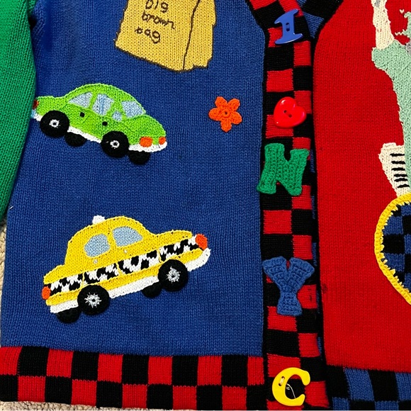 Vintage Berek Cardigan New York NYC Theme Medium Kitsch Novelty - small flaws - Picture 8 of 14